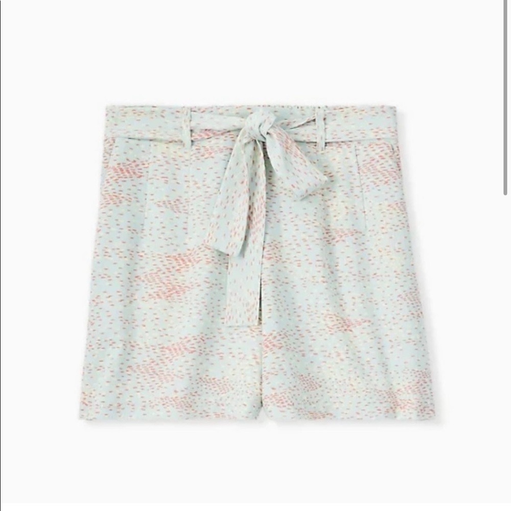 Torrid Self Tie Mid Short Crepe Multi Dots Mint Blue Boho Cottagecore Bow size 5
